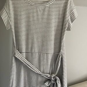 Striped Gray Tie-Waist Dress